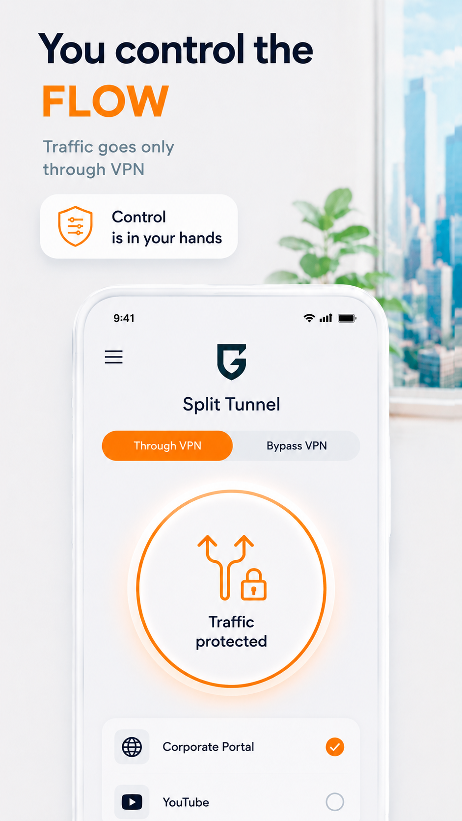 GRANI app split tunneling
